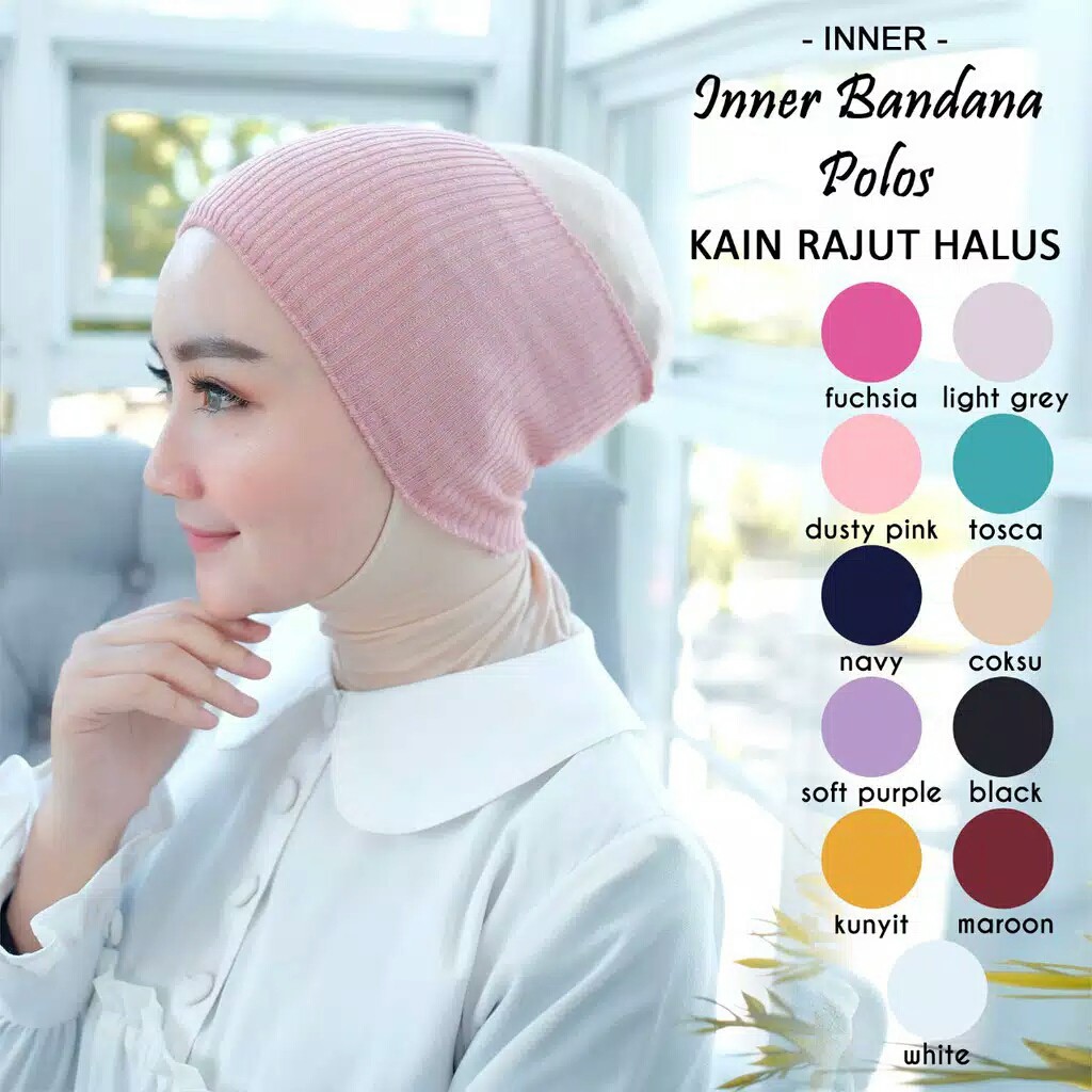 Ciput Rajut Bandana Satu Warna Dalaman Hijab