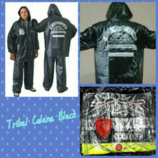 Jas hujan jaket celana TRIBAL BLACK ibex