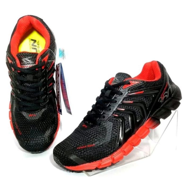 SPOTEC Sepatu Running GERALD hitam-merah