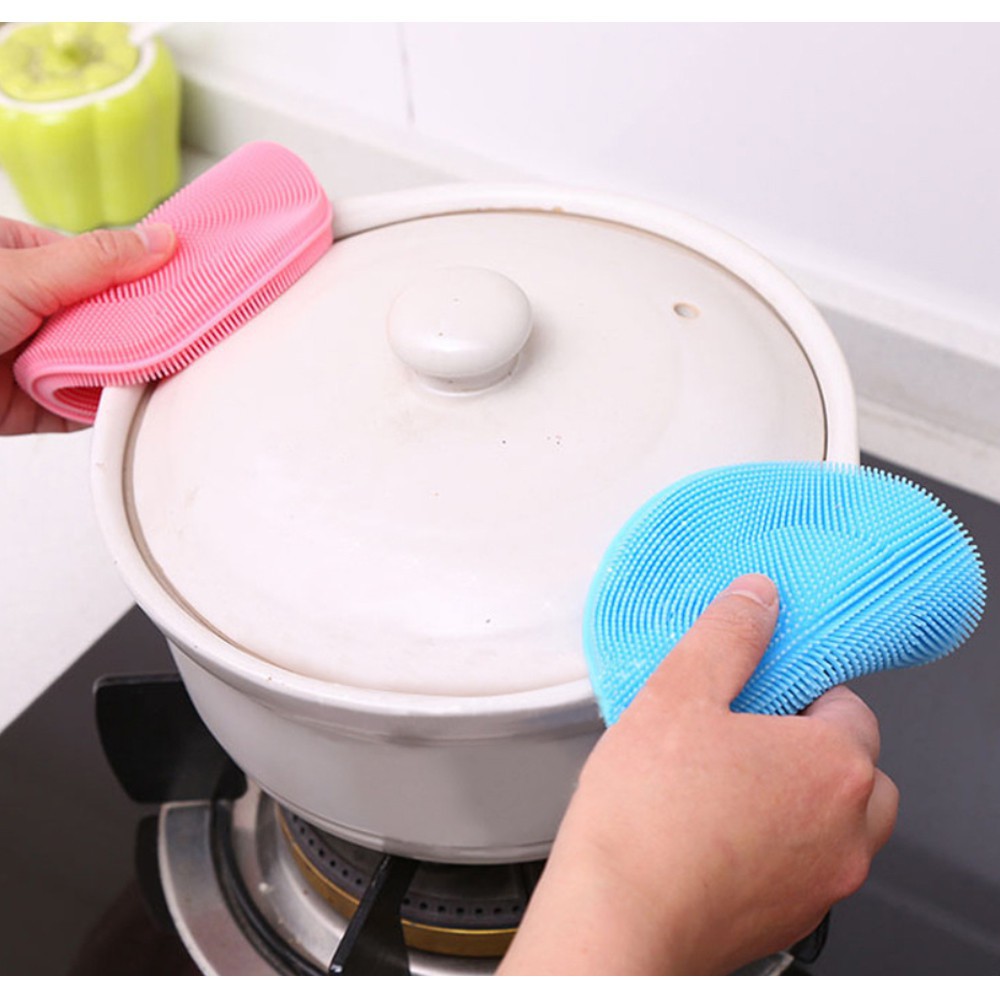 Trend-Spons Cuci Piring Silikon Serbaguna Spon Sponge Silicone Busa Alat Dishwashing Sikat Bulat