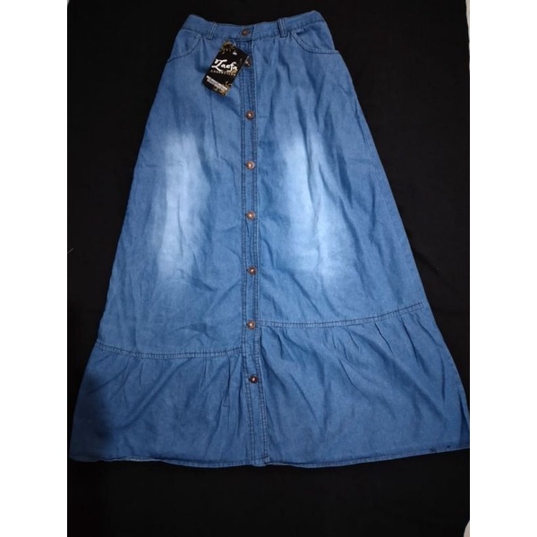 rok button jeans dewasa rempel dan rawis