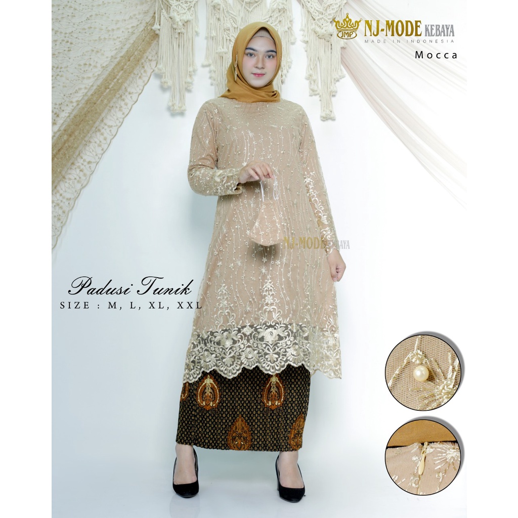 NJM&gt; SET TUNIK PIDUSI / KEBAYA TUNIK TULLE BORDIR - BAJU KEBAYA MODERN - KEBAYA PESTA &amp; KONDANGAN