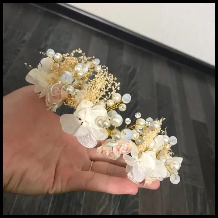 Produk Terbaik - Flower Crown Headpiece Bunga Wedding Crown Hijab / Non Hijab 08