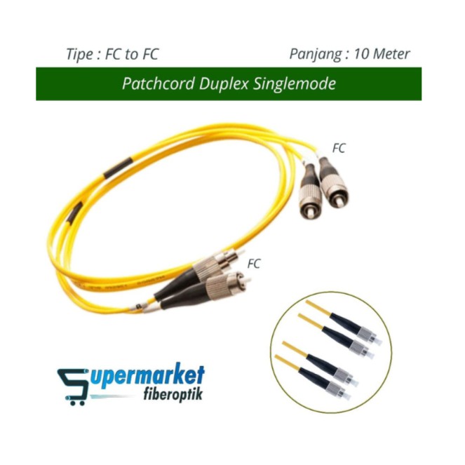 Patchcord Fiber Optik Duplex SingleMode FC to FC Panjang 15 Meter