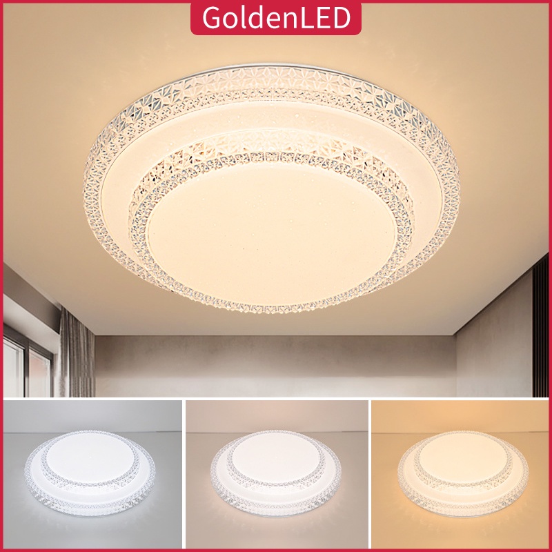 Golden LED Plafon Lampu 3 Warna Hemat Energi