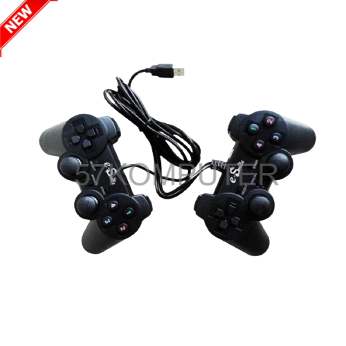 STIK PS USB GAMEPAD DOUBLE HITAM E-SMILE PC DUAL SHOCK CONTROLLER USB