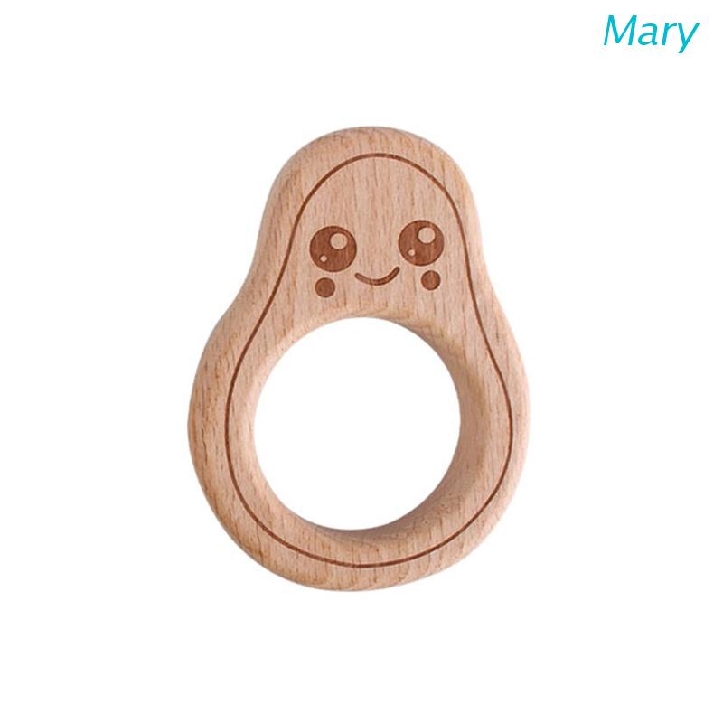 Mary Mainan Teether Bentuk Alpukat Bahan Kayu Bebas BPA Untuk Bayi