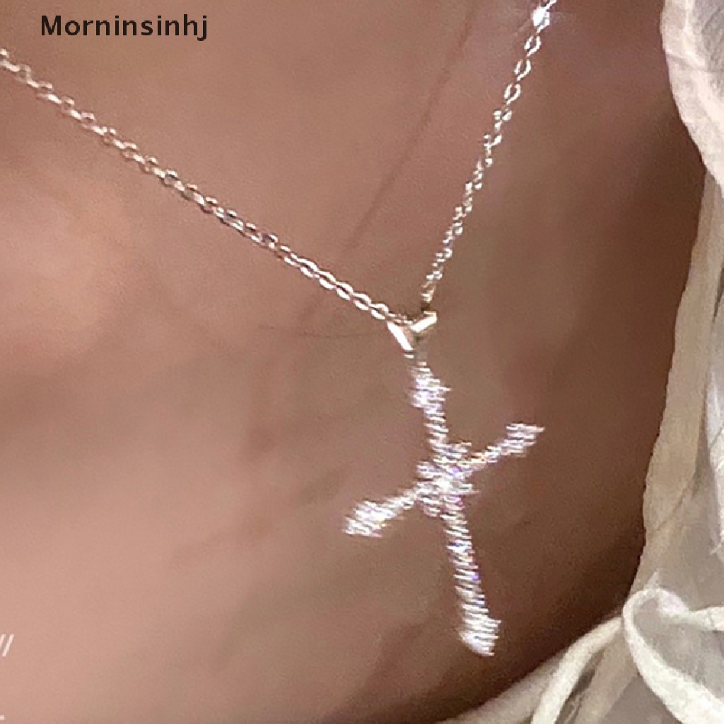 Mornin Fashion Kristal Zirkon Perhiasan Zirkonium Bulat Liontin Salib Kalung Perhiasan Wanita Sederhana id