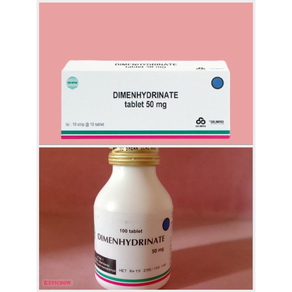 DIMENHYDRINATE 50 MG TABLET BOX//BOTOL