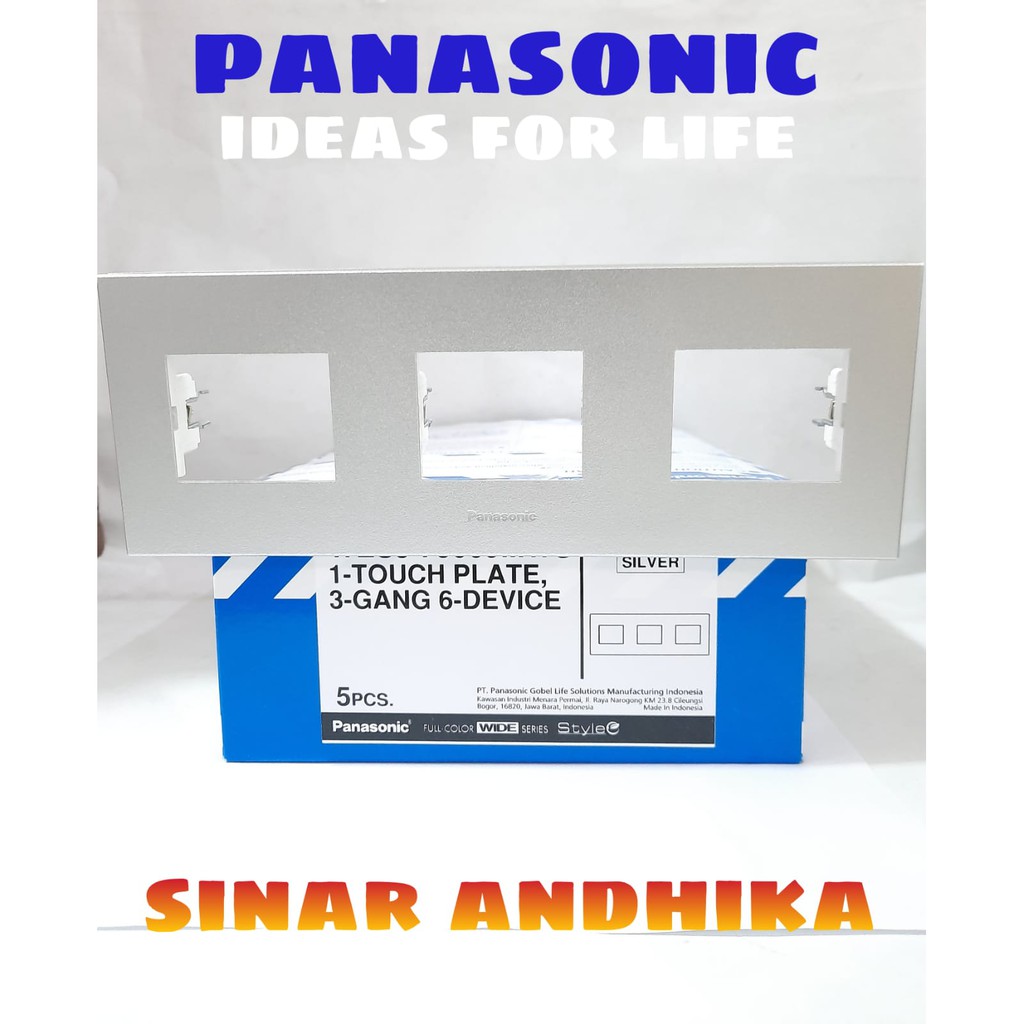 FRAME SAKLAR 3 GANG 6 DEVICE SILVER STYLE E PANASONIC WESJ 78069MWS