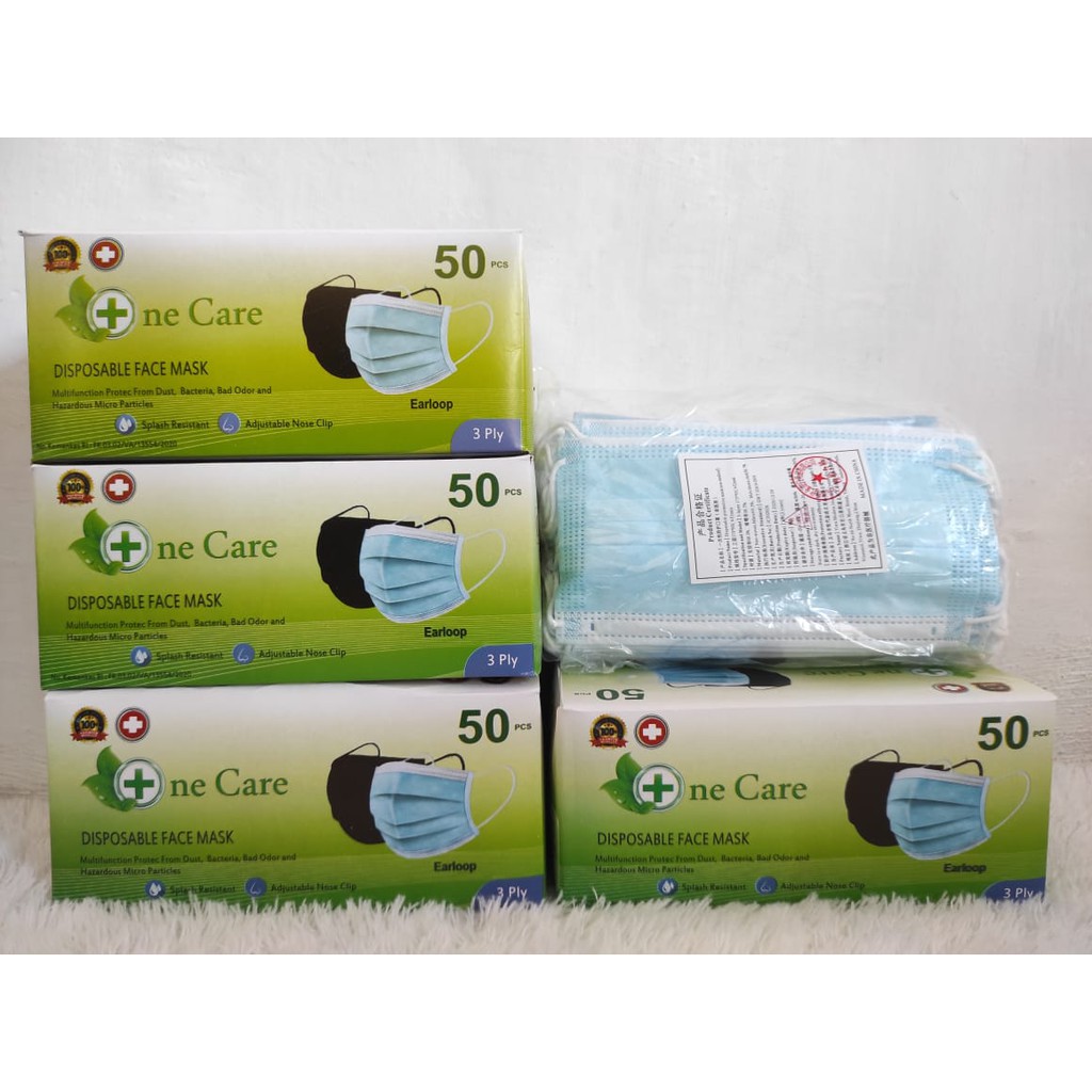 Masker Earloop 3Ply Onecare | Masker Earloop 3Ply Facemask