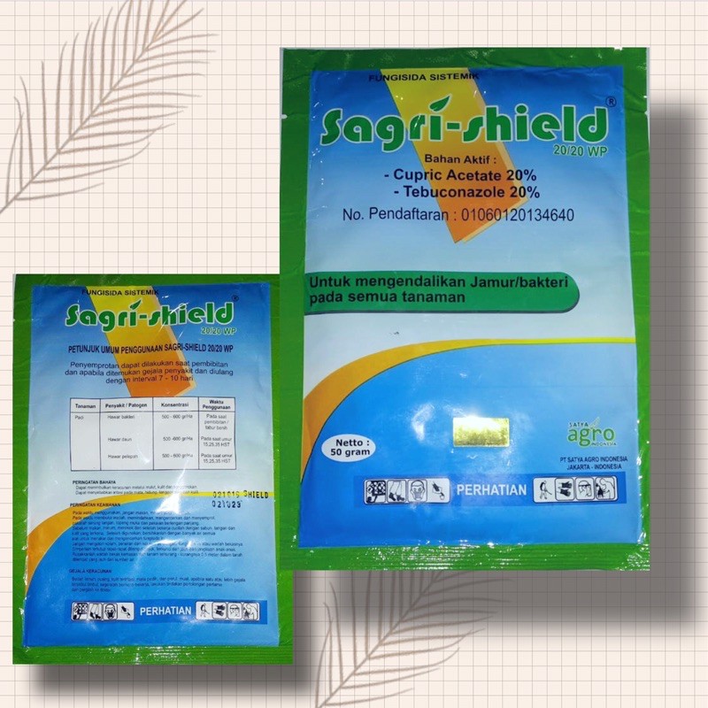 sagri shield 20/20 wp bahan aktif : cupric acetat dan tebuconazole