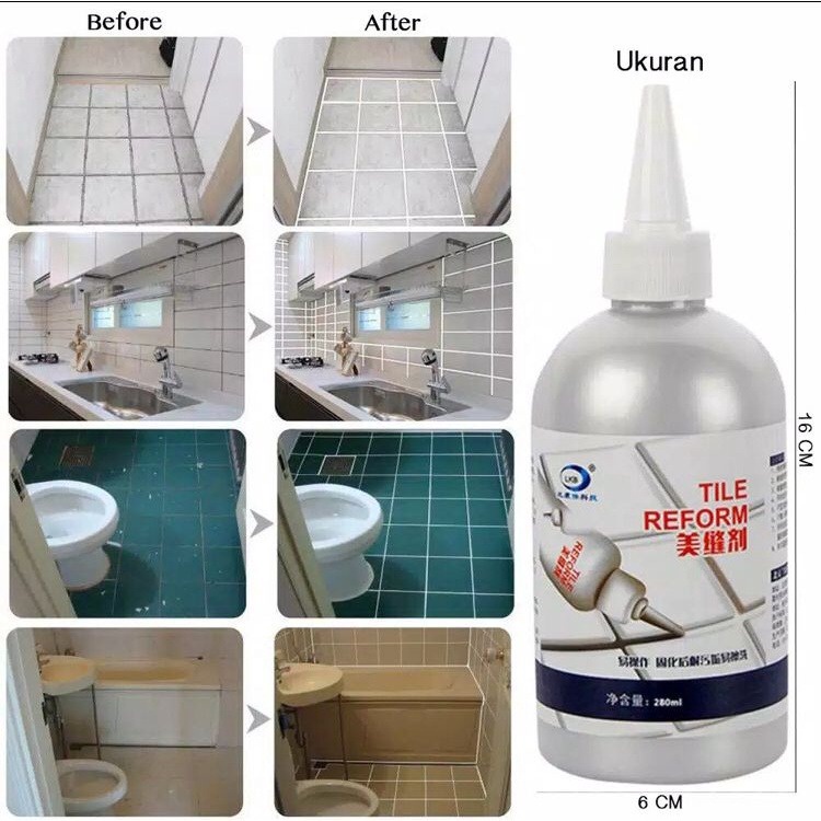 Pengisi Celah Keramik Tile Reform Warna Putih Anti Jamur 150ML