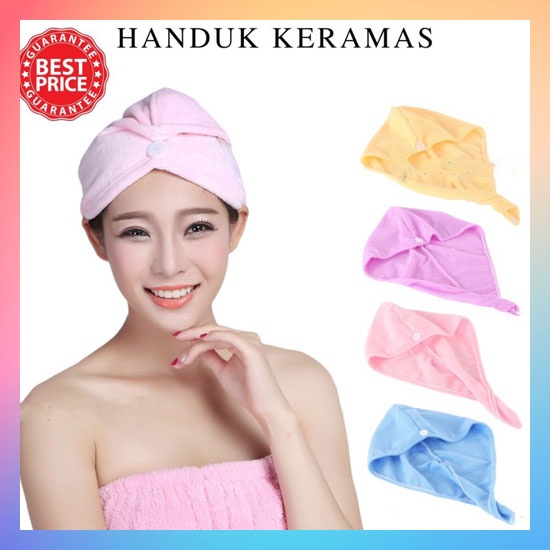 HANDUK KERAMAS MANDI MICROFIBER / HANDUK RAMBUT MAGIC HANDUK KEPALA / TOPI KERAMAS MANDI CEPAT KERING / HANDUK TURBAN KANCING