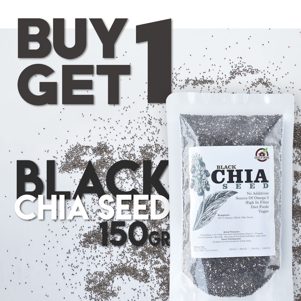 BUY1GET1 FREE Organic Black Chia Seeds - 150 Gr