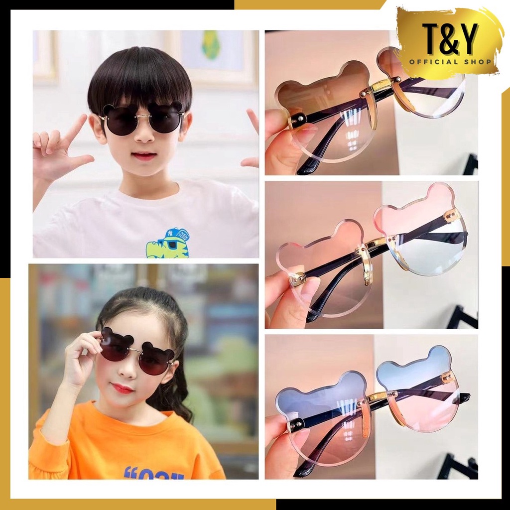 T&amp;Y Kacamata Anak Motif Beruang 6686 Kaca Mata Hitam Anak High Quality Kids Sunglasses Kaca Mata Murah Import