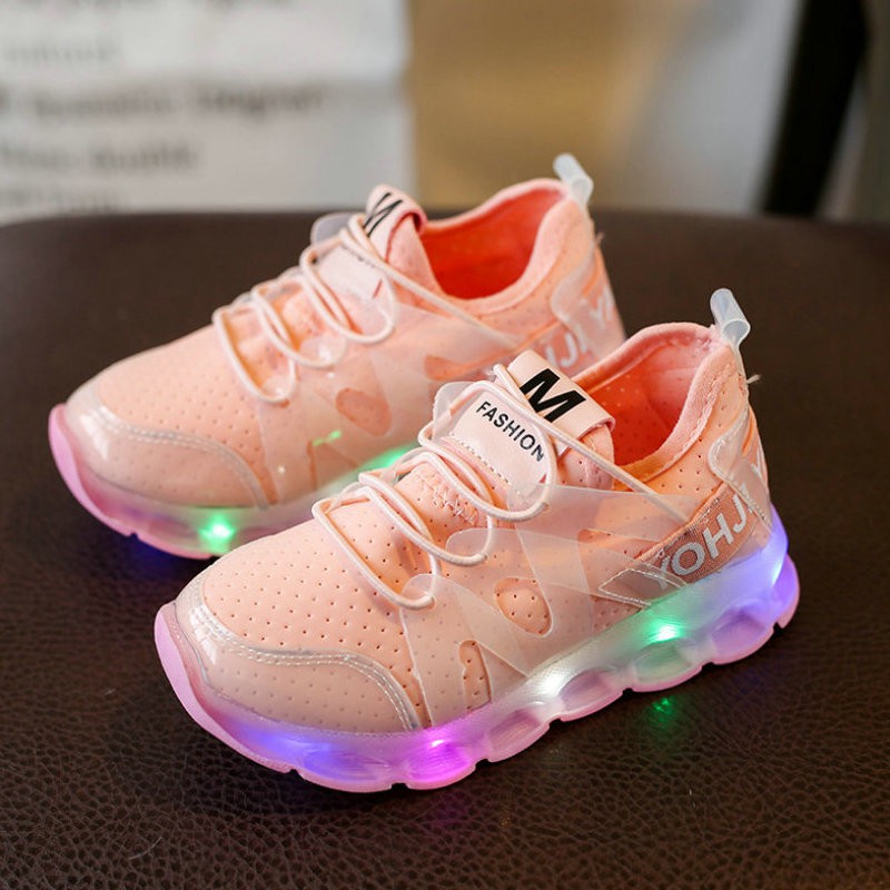  TERLARIS SEPATU KETS ANAK LAMPU  LED YOHJI YAMAMOTO PINK 