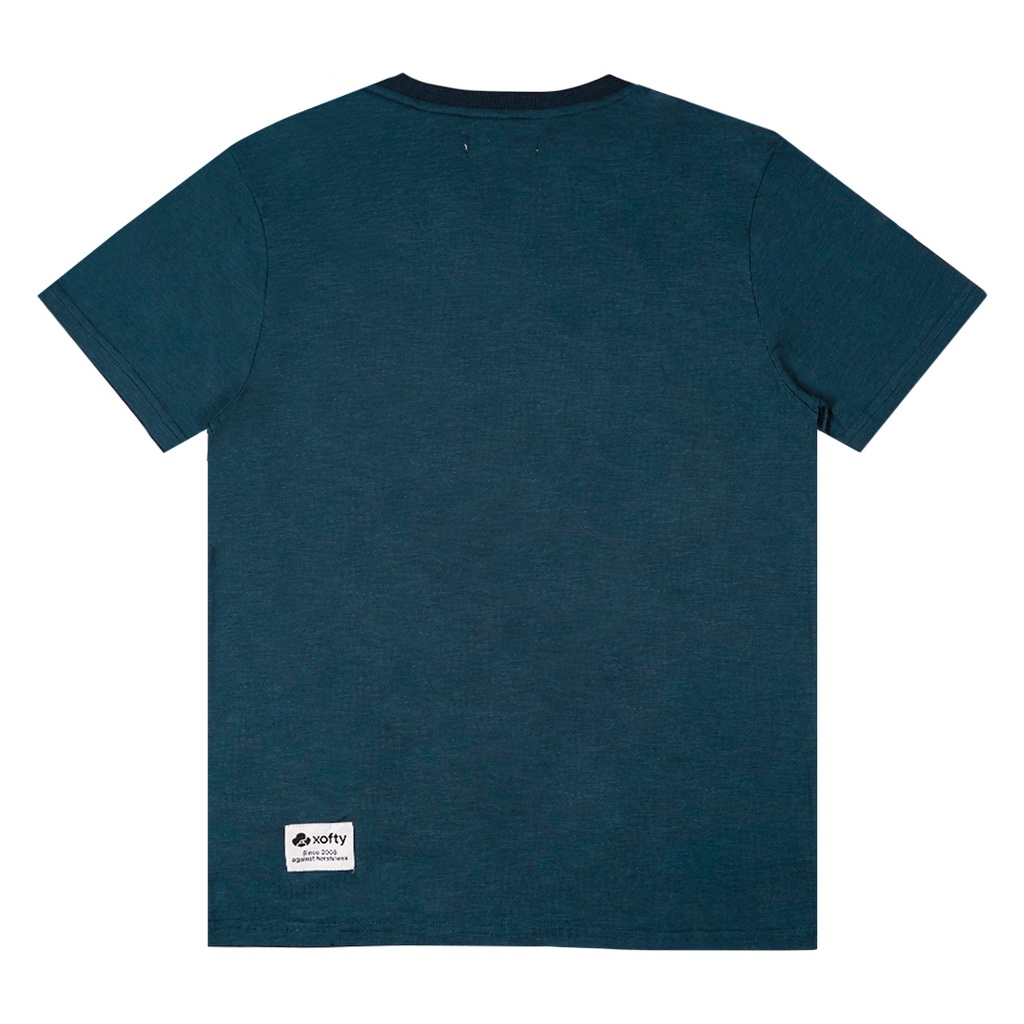 Xofty Kaos Mono Pocket O-Neck T-shirt Cotton 30s Slub Navy