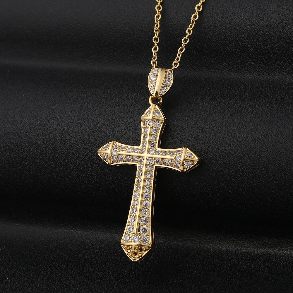 Ornamen tembaga mikro bertatahkan zircon kata frame Yesus liontin keagamaan kalung wanita