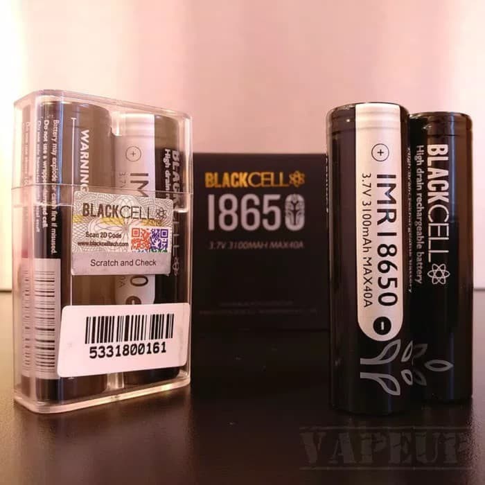 AUTHENTIC BATTERY BLACKCELL 18650 - BLACK CELL BATERAI 3100 mAh 40A