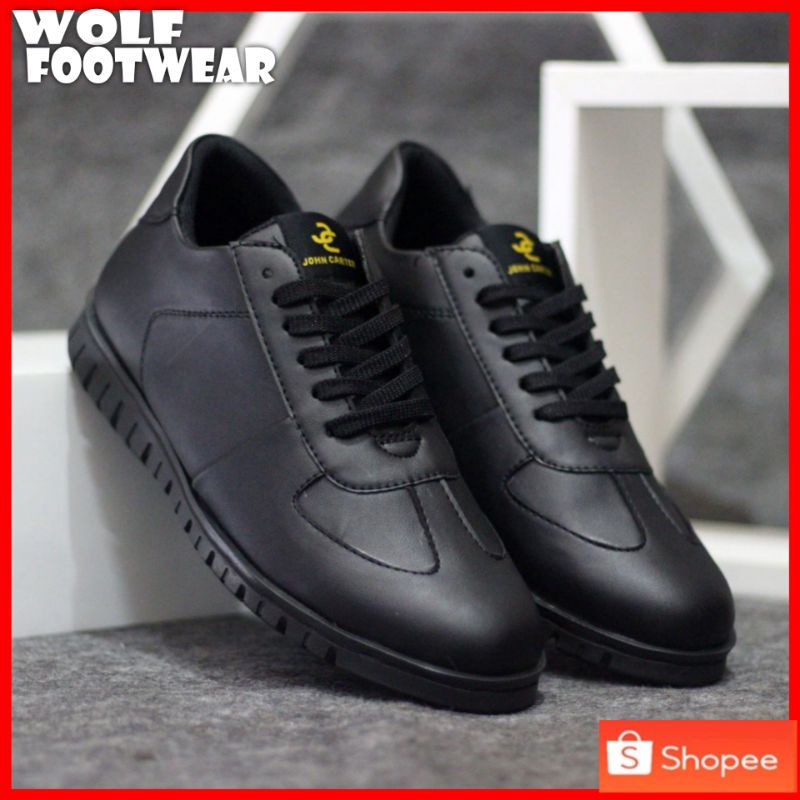 WOLF x CARTER BLACK Sepatu Kasual Sneakers Kulit Asli Model Brogue ch1 Sol Microtech Rubber