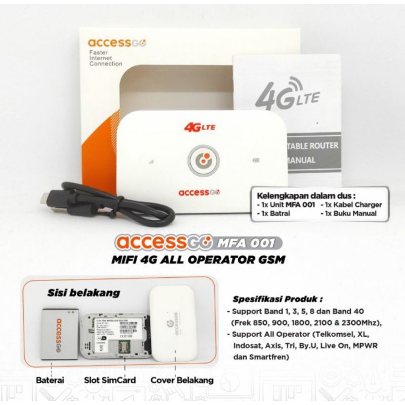 Modem Mifi 4G Hotspot All Operator AccessGo MFA001 New/Baru dan Bergaransi