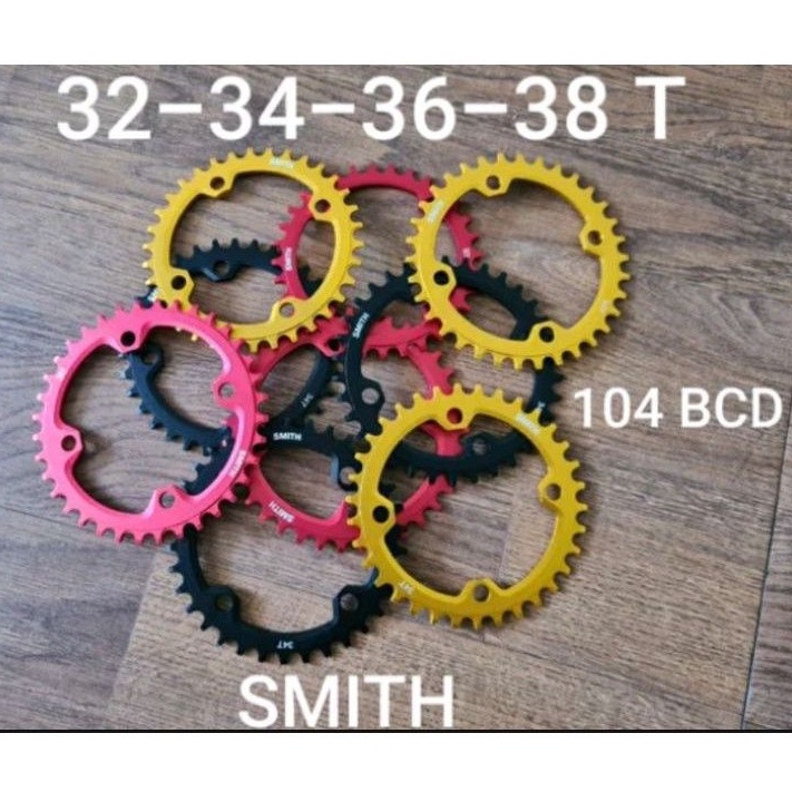 Chainring SMITH BCD 104 mm 32 T 34 T 36 T 38 T alloy allumunium narrowide MTB