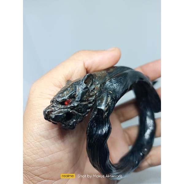 Gelang akar Bahar ukir macan hitam