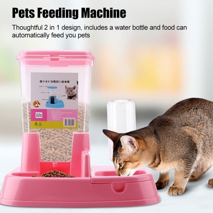 Tempat Makan Minum Anjing Kucing Automatic Pet Food Dispenser Otomatis