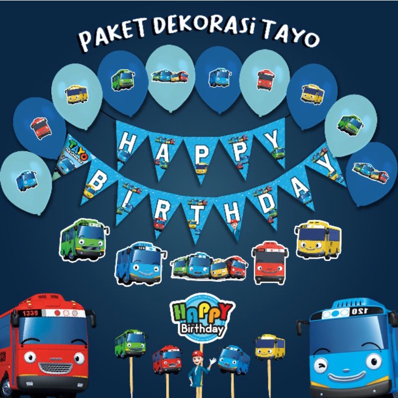 Jual PAKET LENGKAP DEKORASI TAYO HAPPY BIRTHDAY ULANGTAHUN TAYO