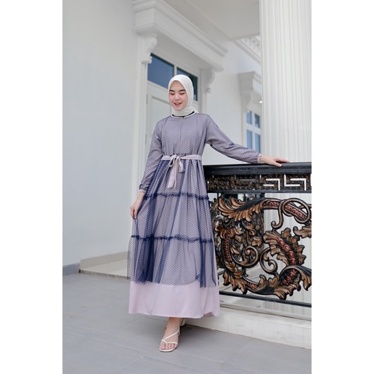 NAILA MAXI Gamis Lebaran (ld104 pjg135) - Gamis Polos Combi Tille Free Tali