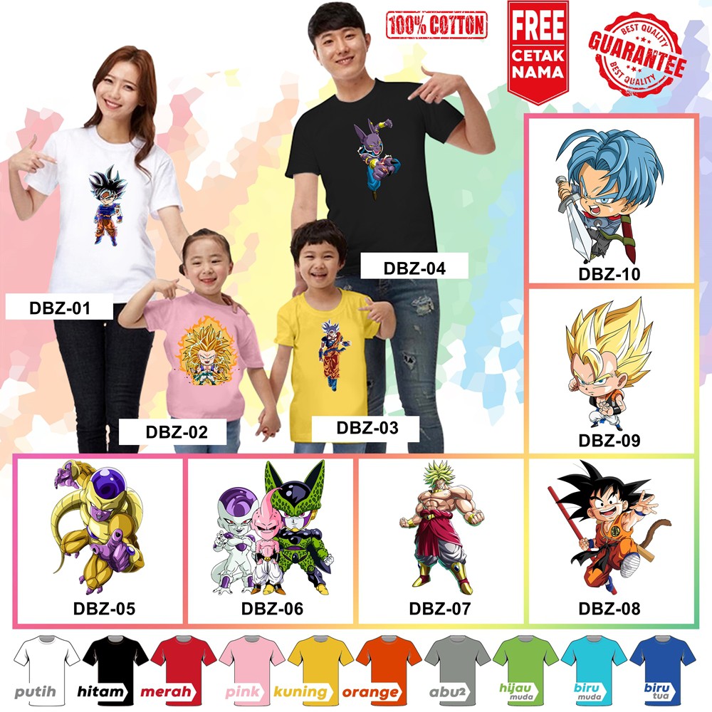 [FREE NAMA!!] Baju Kaos ANAK DAN DEWASA DRAGON BALL Z GOKU SUNGOKU BANYAK MOTIF