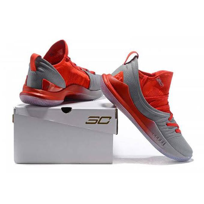 under armour red and grey shoes