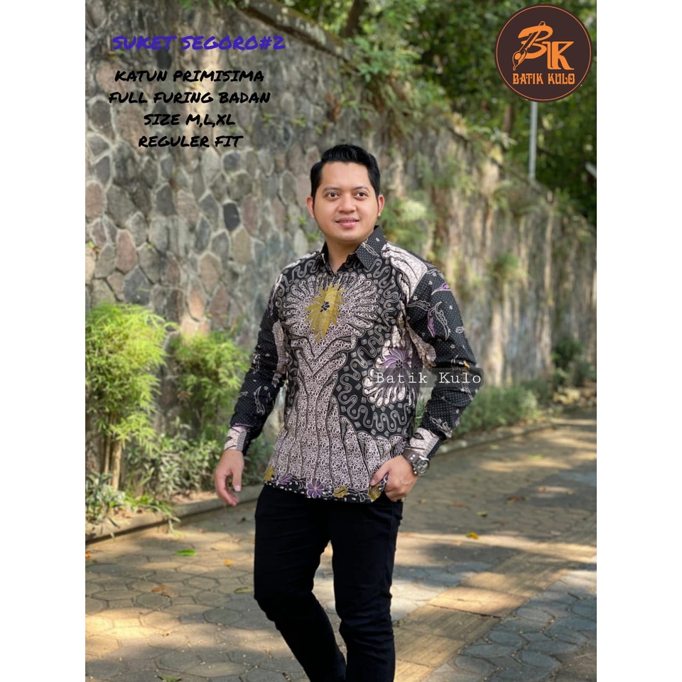 Batik pria lengan panjang HITAM modern ORIGINAL BAJU PREMIUM KEKINIAN SOLO MURAH TERBARU &quot;KULO&quot;