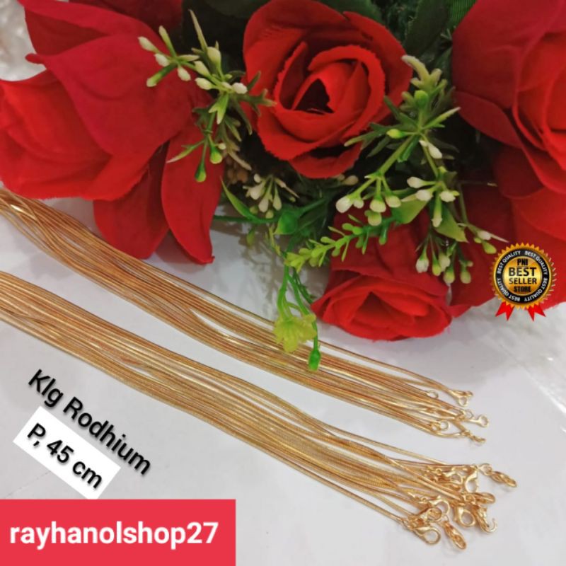 Kalung Rhodium gold 1pcs kalung pria wanita termurah