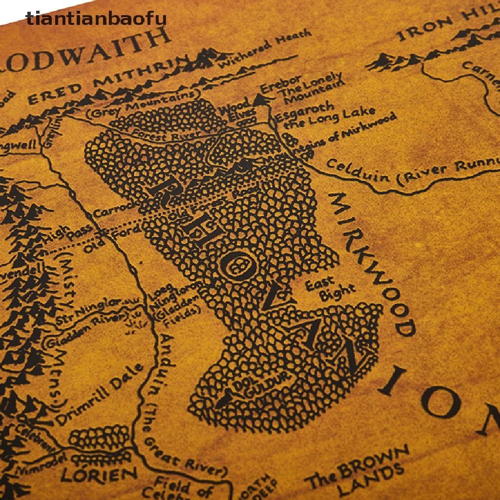 [tiantianbaofu] The Rings Middle Earth Map The Retro Kraft Paper Poster Decoration Wall Sticker Boutique