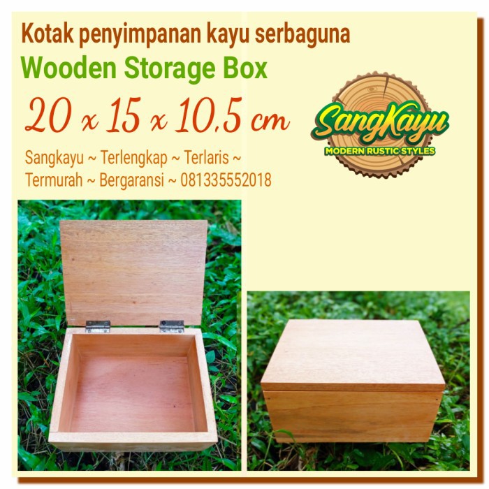 Kotak penyimpanan kayu serbaguna 20x15x10,5cm wooden storage box