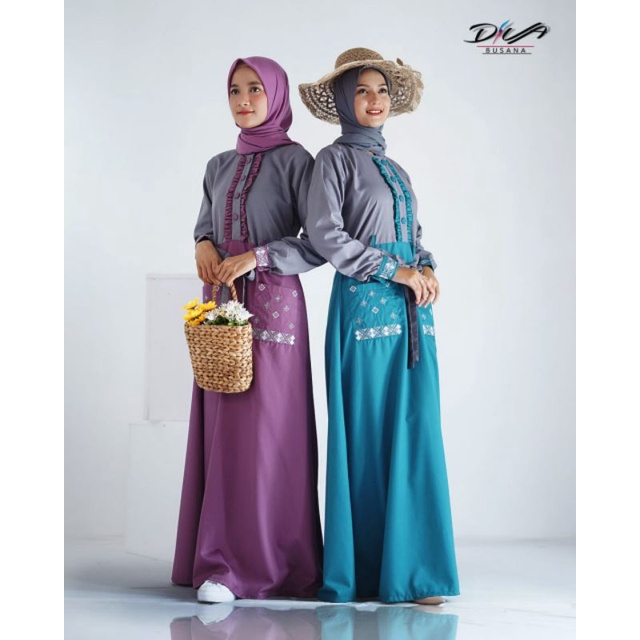 Gamis Dress Muslimah Remaja Kekinian Aylin Ori Diva Busana