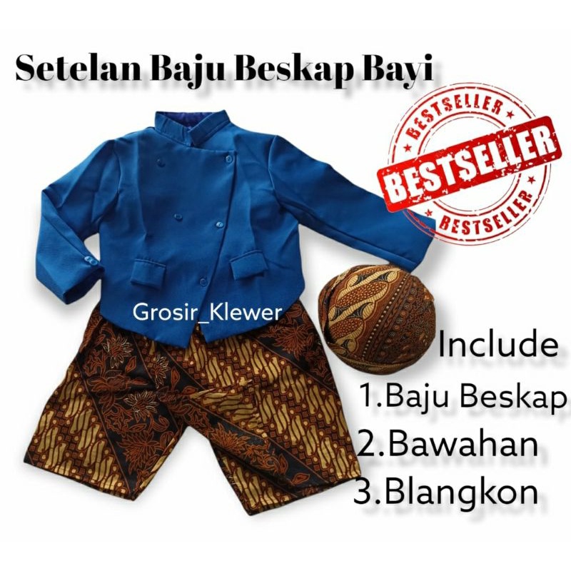 Setelan Beskap Bayi Laki-laki - Baju Tedak Siten - Beskap Bayi - Baju Adat Jawa Bayi Laki-laki