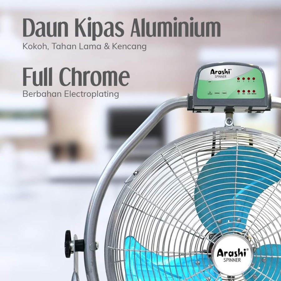 ARASHI Kipas Angin Floor Fan 16&quot; SPINNER - Garansi Resmi 1 Tahun