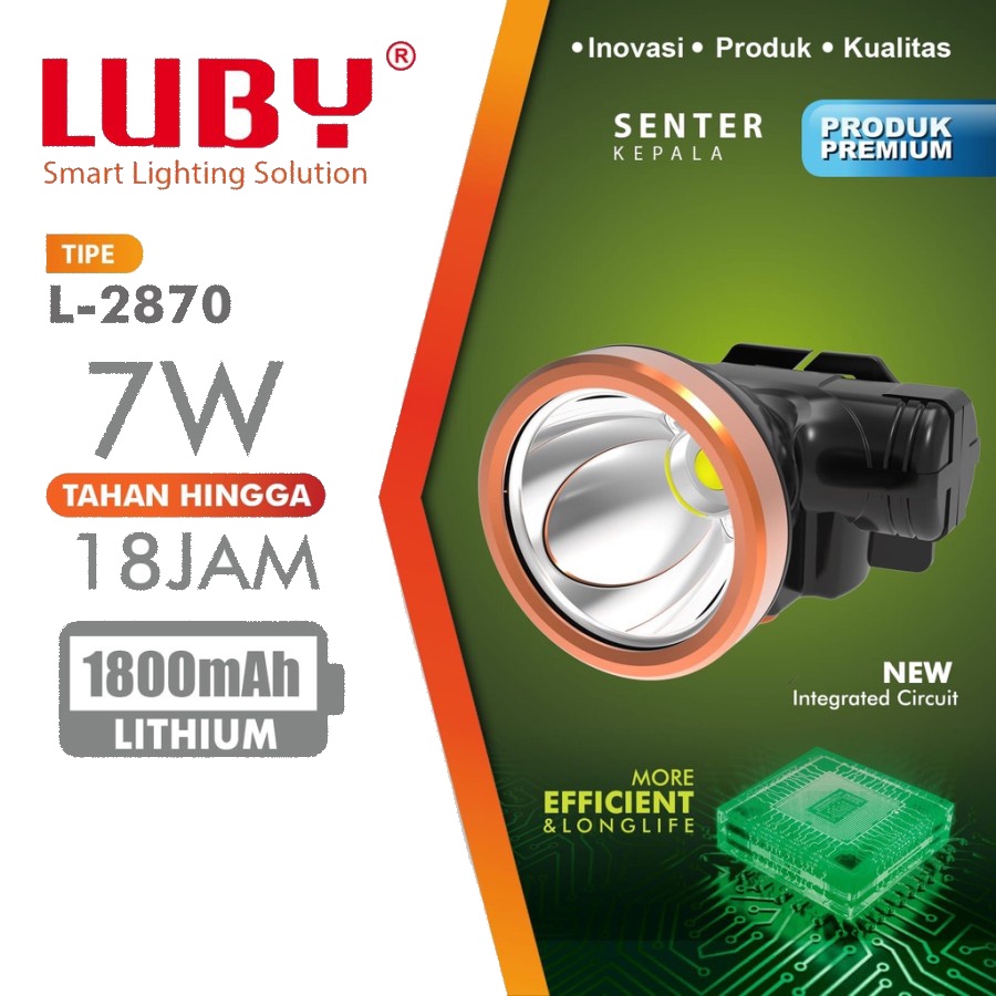 SENTER KEPALA/HEADLAMP  LUBY L-2870L CAHAYA TERANG BATRAI AWET DAN BERKUALITAS