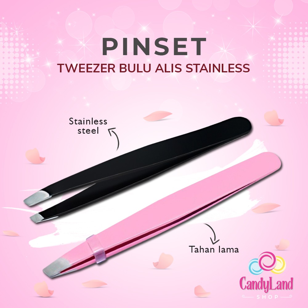 Pinset Penjepit Pencabut Bulu Mata Alis Ujung Miring Stainless Slant Tweezer