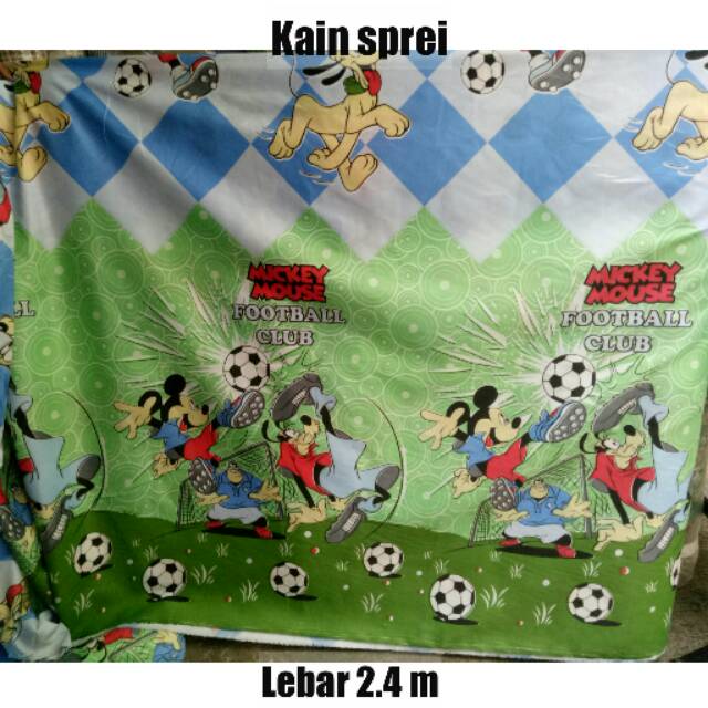 BAHAN KAIN SPREI MICKEY MOUSE FOOTBALL CLUB LUCU ANAK DEWASA METERAN / SPREI GULUNGAN MIKIE MURAH