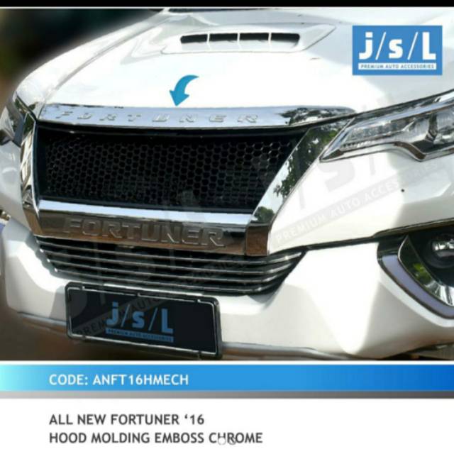 Hood molding all new Fortuner list kap mesin chrome emboss jsl