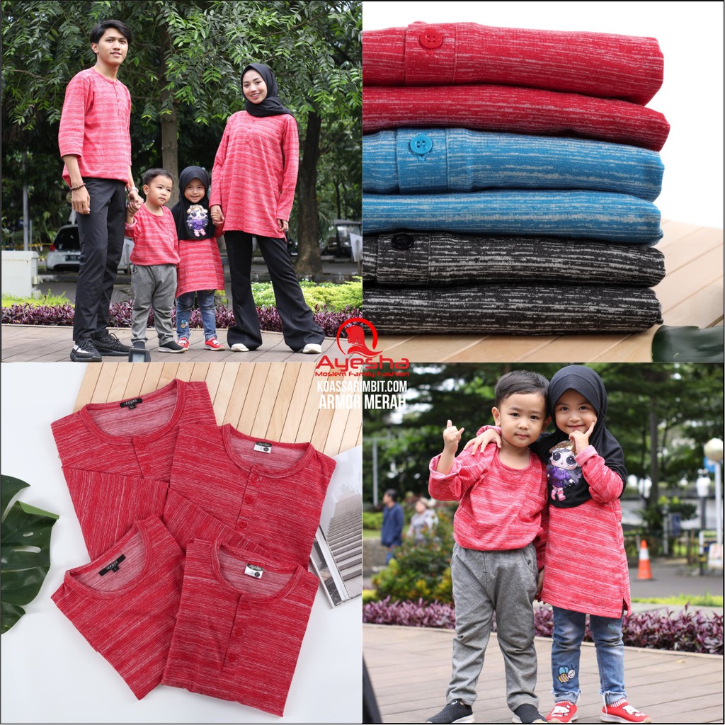 Baju sarimbit kaos couple keluarga muslim family armor merah