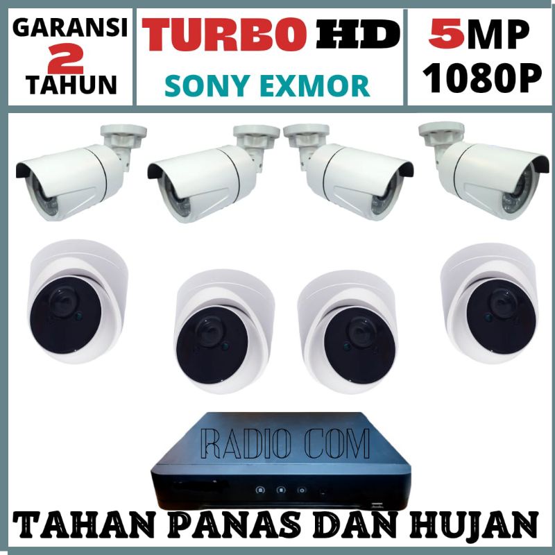 PAKET CCTV 8CHANNEL 8 KAMERA  5MP 1080P TURBO HD IR SONY EXMOR