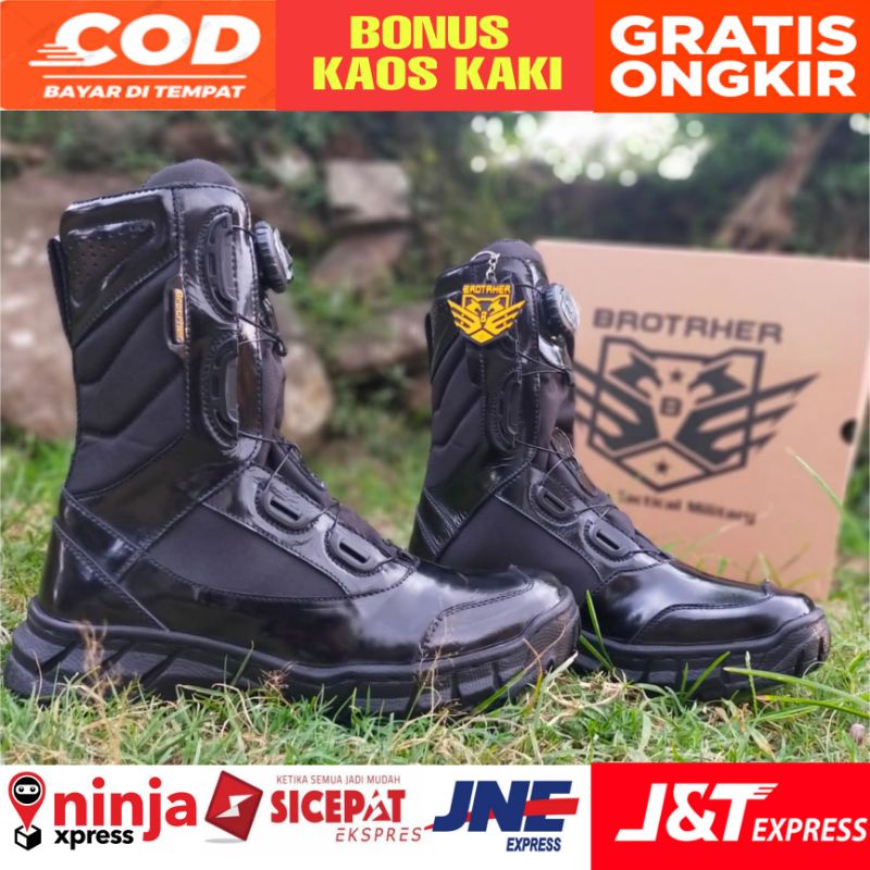 Sepatu Pdl Tali Putar Tni Polri Kulit Asli Mengkilap Tali Baja Model Brotrher Fitgo Douglas Kilap