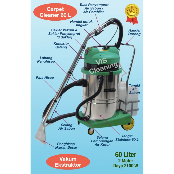 Carpet Cleaner (Vacuum Extractor) 60 L ( AC-60CS) Heavy Duty 2 Motor