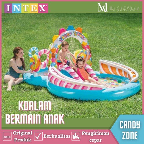 Kolam Tempat Bermain Renang Berenang Karet Perosotan Prosotan Anak Permen Jumbo Besar Pompa Intex