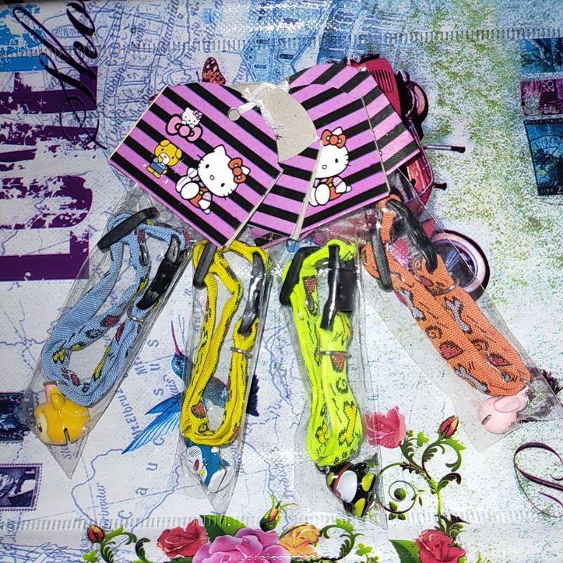 kalung kucing motif tulang bell karakter